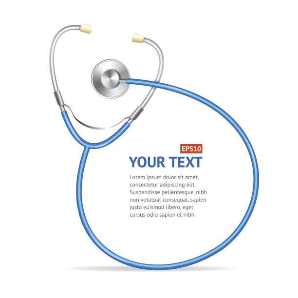 矢量蓝色听诊器与文本的地方图片下载