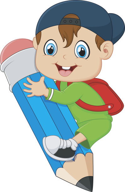 小男孩拿着铅笔图片下载