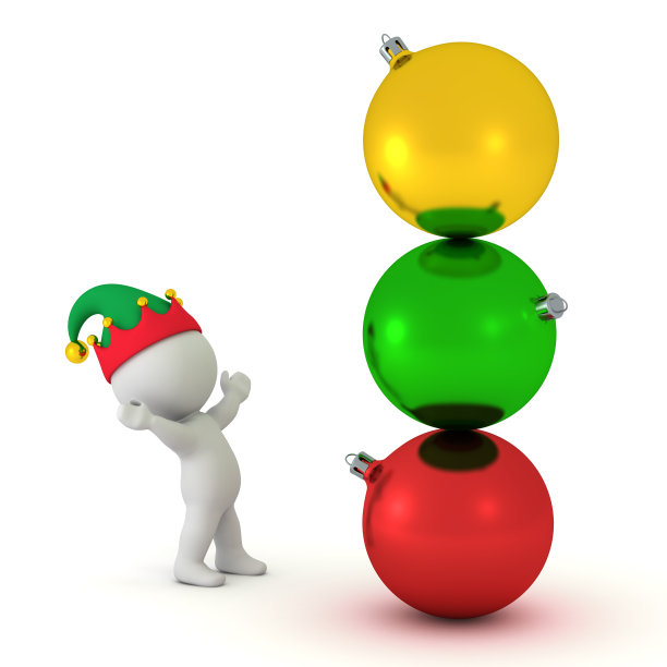 3D角色和大型装饰球体图片下载