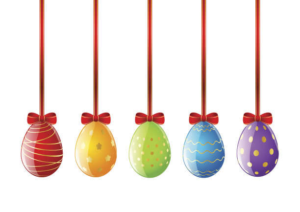 带红丝带的复活节彩蛋图片下载