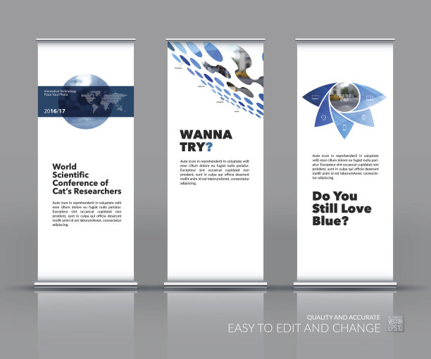 商业向量集现代卷上旗帜展位设计图片下载