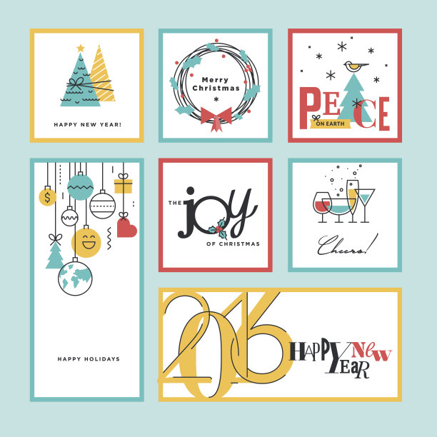 圣诞和新年贺卡和横幅图片下载