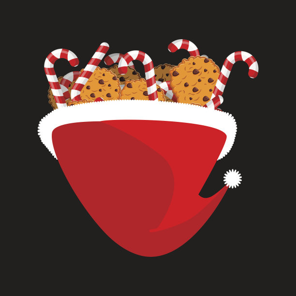 带圣诞帽的拐杖糖和饼干，圣诞薄荷棒。图片下载