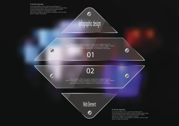 说明信息图表模板与玻璃矩形分为四个部分图片下载