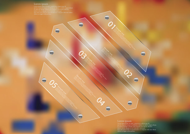 插图信息图表模板用玻璃六角形分为五个部分图片下载