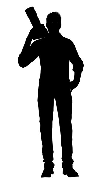 一个摄影师的剪影与单反相机孤立在白色图片下载