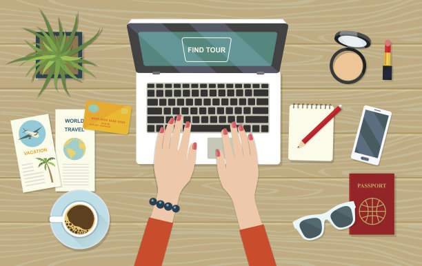 俯视图对象的木制背景。矢量平面插图图片下载