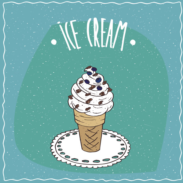 有巧克力和蓝莓的冰淇淋图片下载