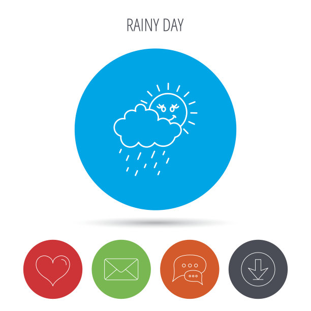 雨和太阳的图标。水滴与云的标志。图片下载