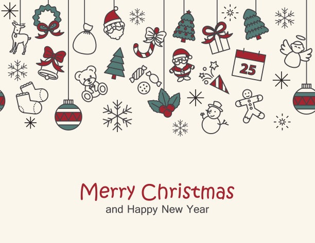 圣诞快乐，新年快乐背景，卡片印刷，缝合线图片下载