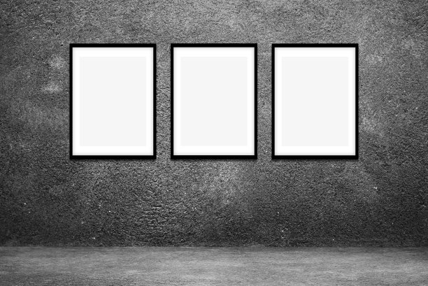 在黑暗的室内墙上模仿海报图片下载