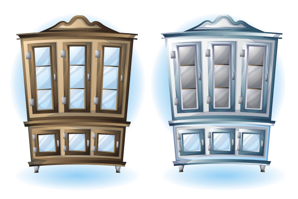 卡通矢量插图室内木橱柜图片下载