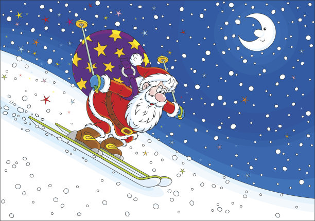 圣诞老人滑雪图片下载