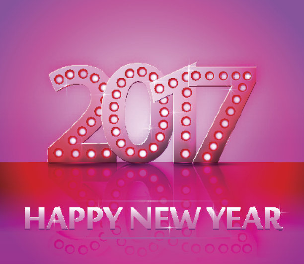 2017年的新年标志是用灯泡和镜子图片下载