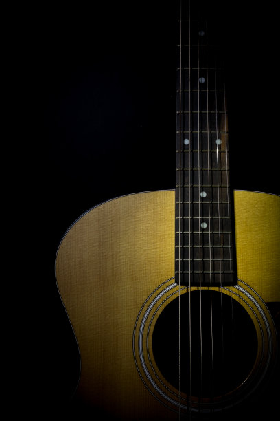 原声吉他孤立的黑色背景图片下载