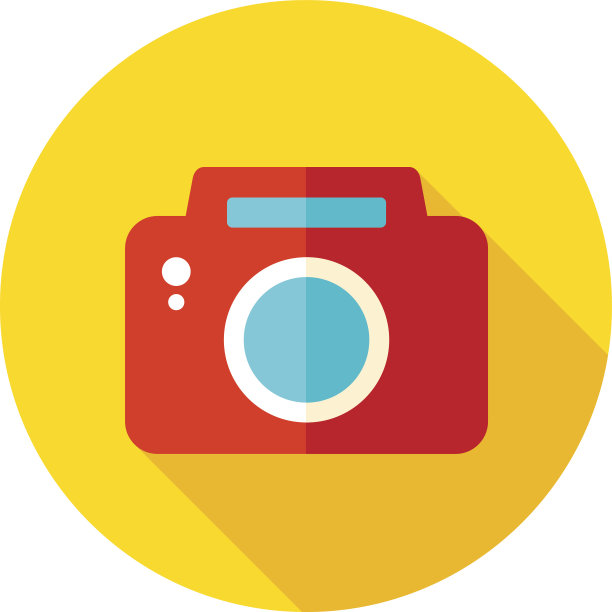 相机平面图标与长阴影图片下载