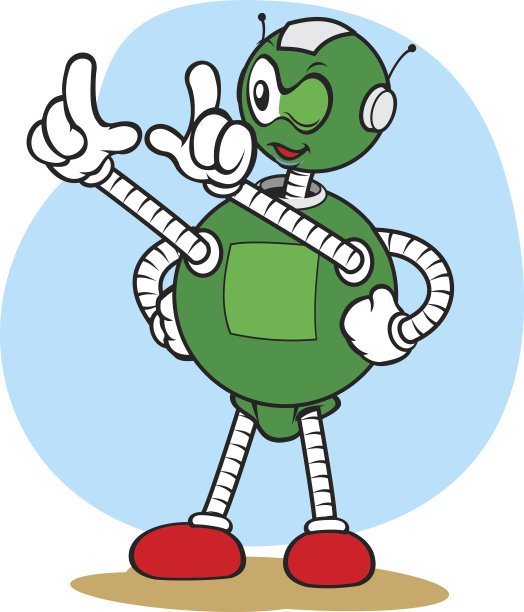 吉祥物机器人，在一般服务和聚焦和观察的东西图片下载