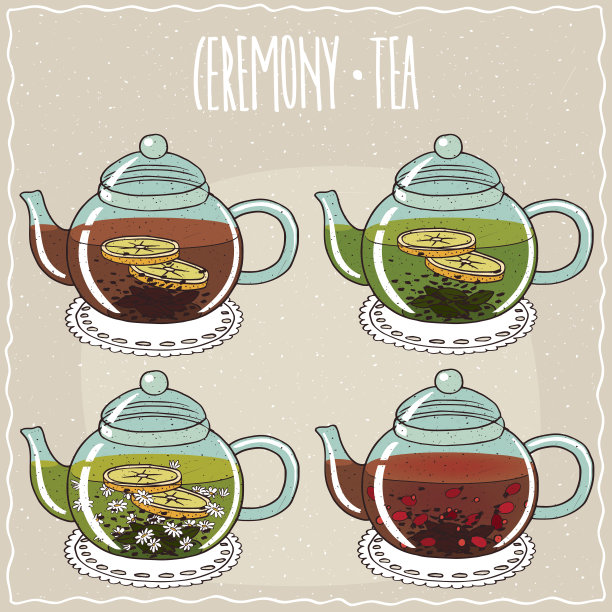 一套不同的冲泡红茶和绿茶图片下载