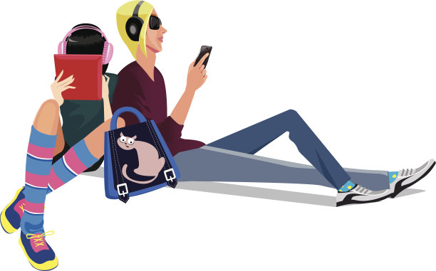 手持平板电脑和手机的男女图片下载