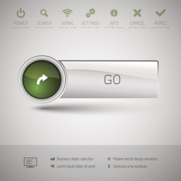 现代塑料矢量按钮。图片下载