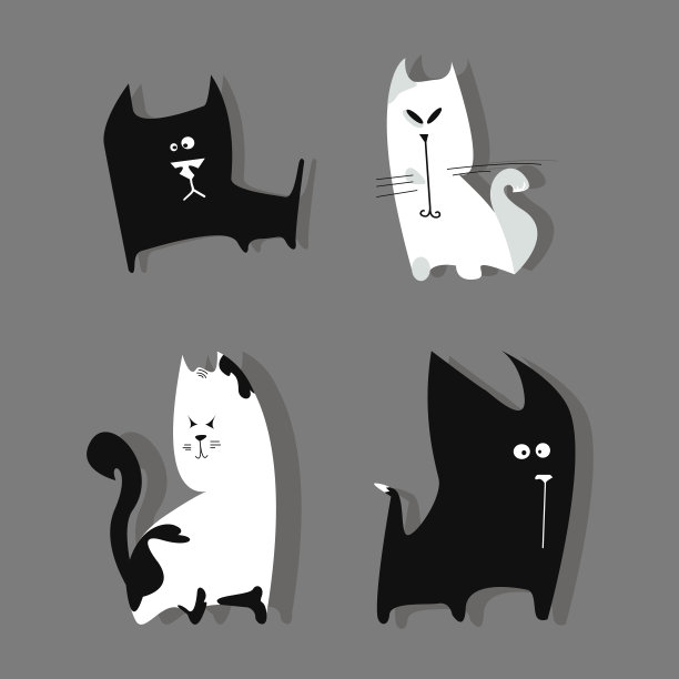 彩色的猫的插图。图片下载