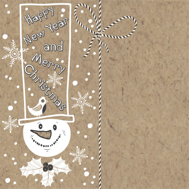 圣诞和新年背景用牛皮纸雪人。图片下载