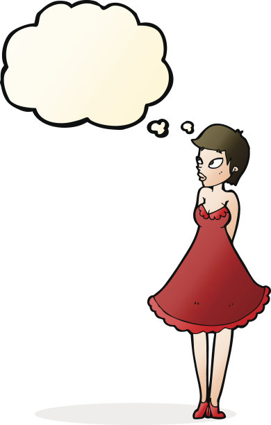 卡通美女穿着带有思想泡泡的衣服图片下载