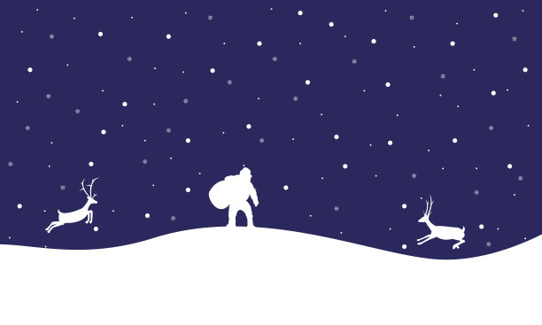 圣诞老人和驯鹿的剪影图片下载