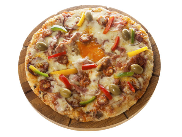 披萨，肉制品，蘑菇，奶酪，鸡蛋图片下载