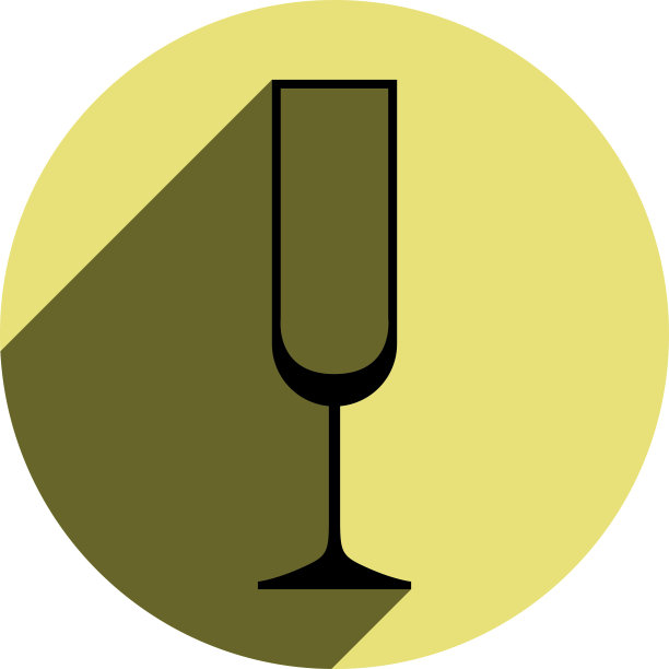 酒精主题图标，香槟酒杯放在一个圈。图片下载