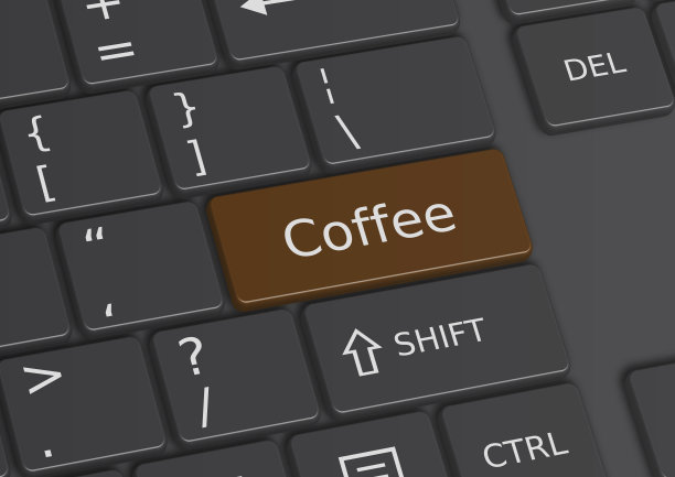 键盘上写着“咖啡”这个词图片下载