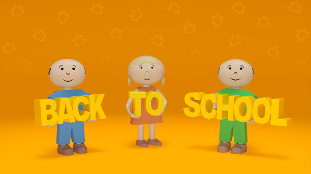 回到学校。微笑的孩子们在橙色的背景下说着话图片下载