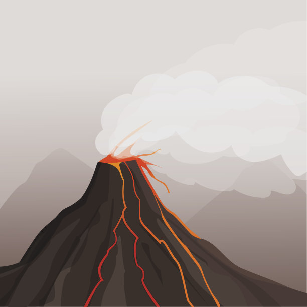 火山喷发。矢量图图片下载