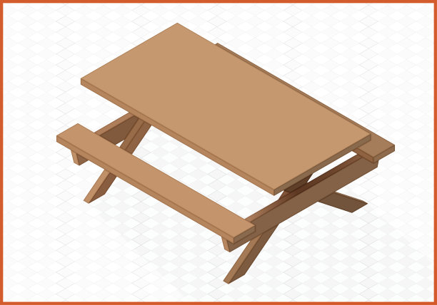 木制桌子矢量3d插图图片下载