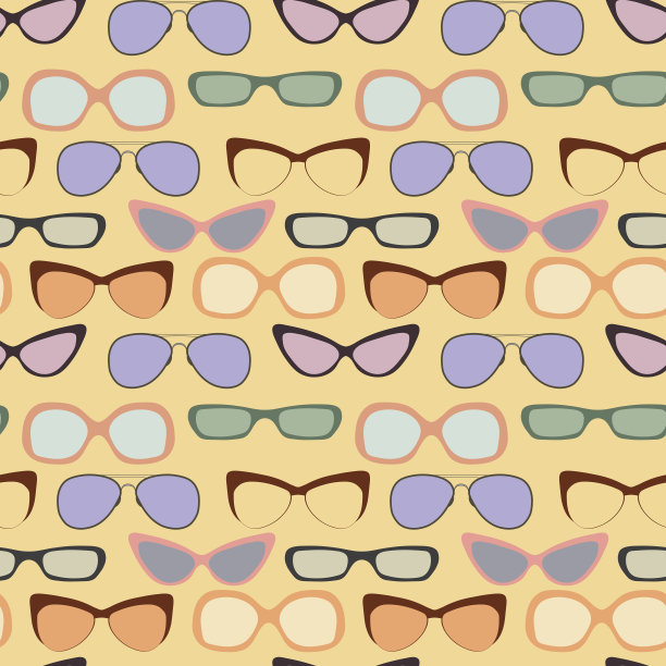 矢量手绘无缝模式。怀旧复古的背景。眼镜框架图片下载