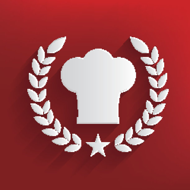 红色背景上的烹饪徽章，干净的矢量图片下载