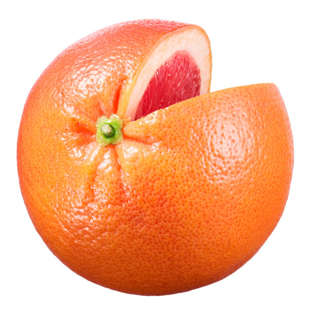 葡萄柚切割孤立在白色背景。图片下载