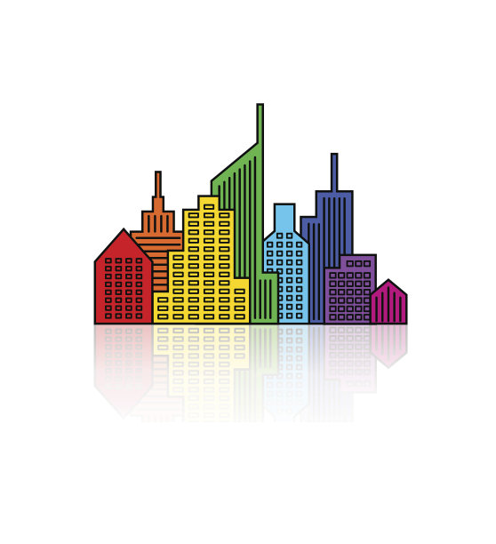彩虹矢量城市景观设计图片下载