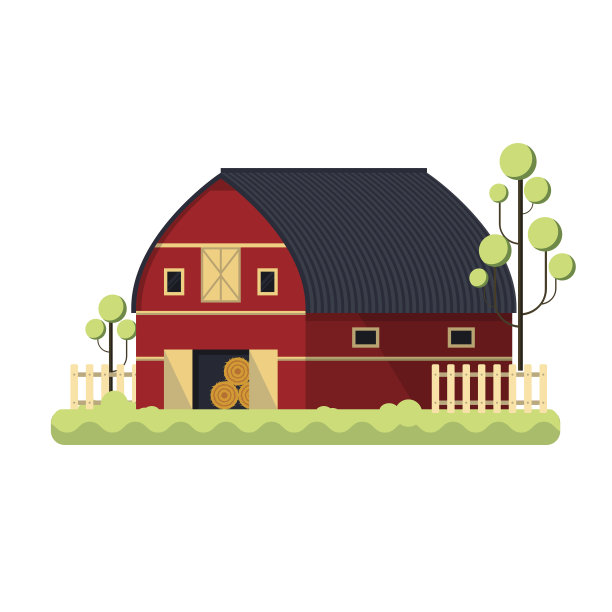 农场谷仓平储存干草矢量插图。红色的图片下载
