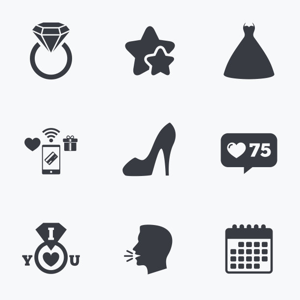 婚纱图标。女鞋的象征。图片下载