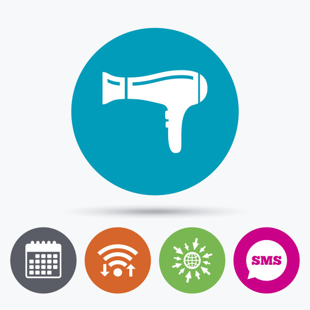 吹风机的信号图标。头发干燥的象征。图片下载