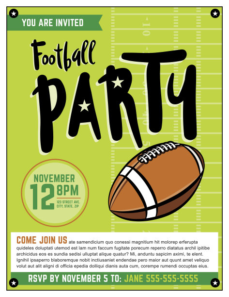 美式足球派对模板插图图片下载