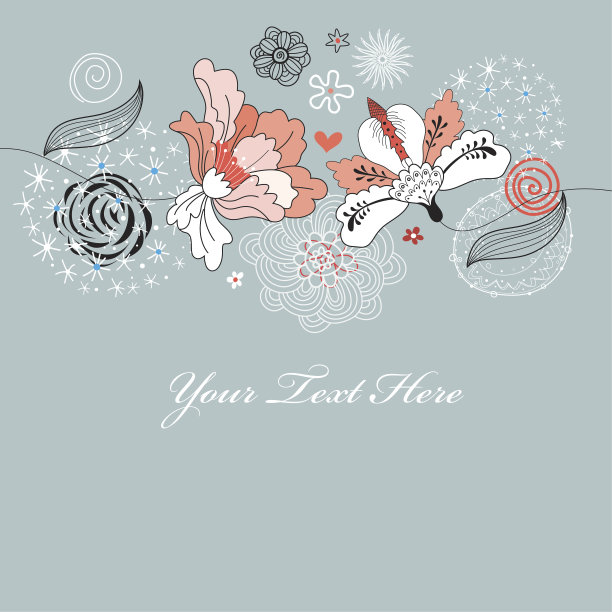 情人节贺卡上有鲜花和小鸟图片下载