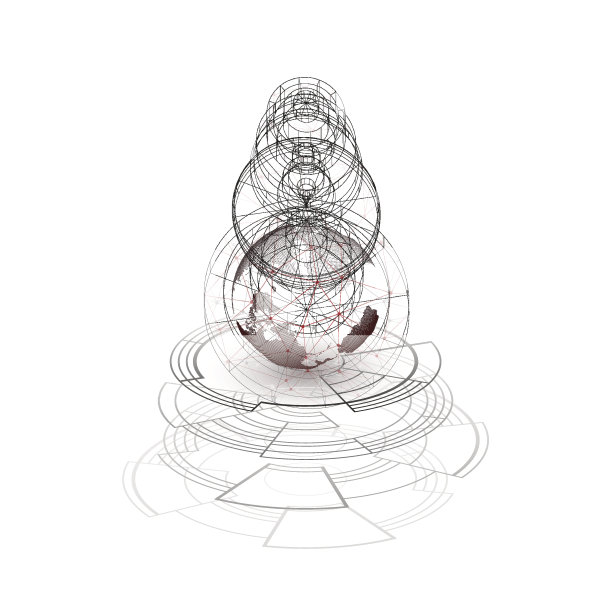 虚线世界，连接线，抽象建筑，空间站，轨道图片下载