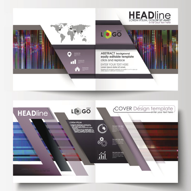 商业模板为方形设计双折页宣传册，杂志，传单图片下载