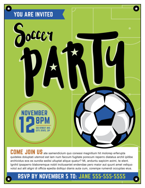 足球派对邀请模板插图图片下载