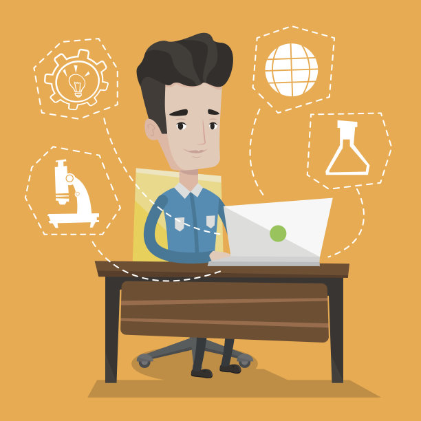 学生在笔记本电脑矢量插图。图片下载