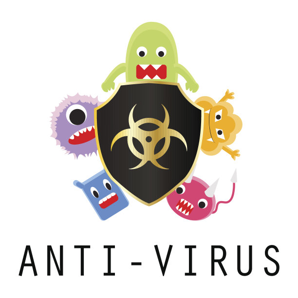 防病毒盾牌与病毒卡通图片下载