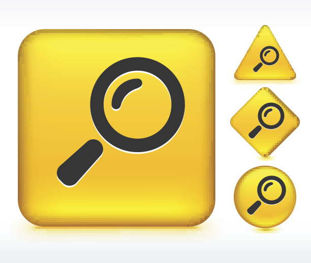 黄色按钮上的放大镜图片下载