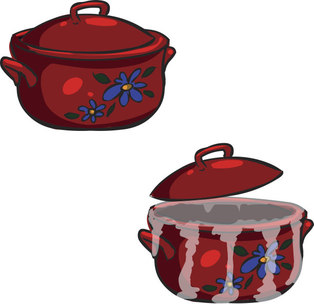 烹饪-一套平底锅和煎锅。图片下载